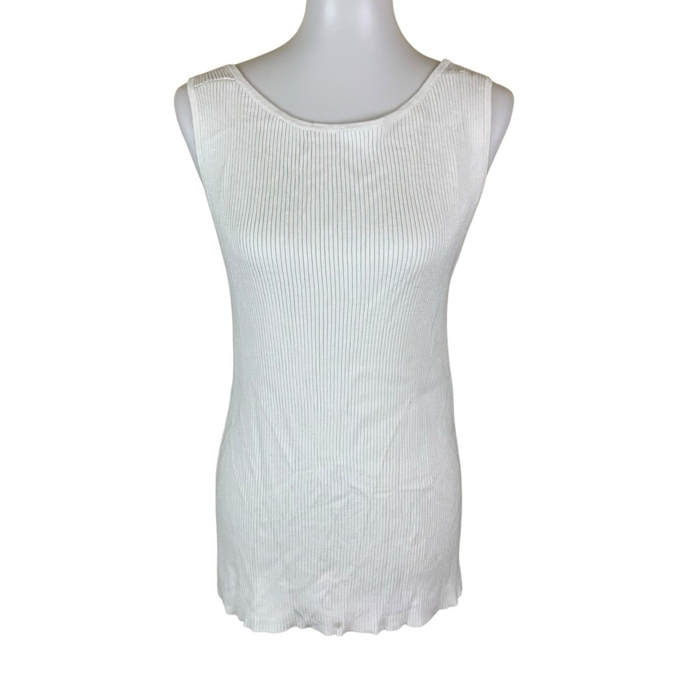 Abercrombie Fitch White Ribbed Tank Top Slim Fit Basic Layering Large